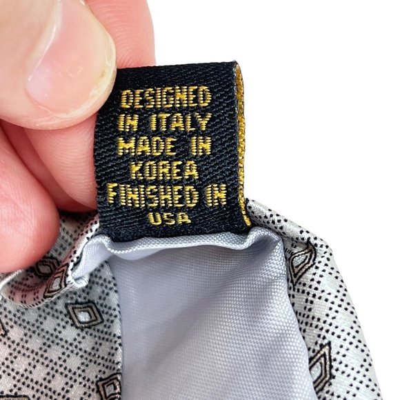 Mario Masotti Mens Silk Necktie Grey Geometric Hand Made Office Gift Fathers Day - Picture 13 of 13